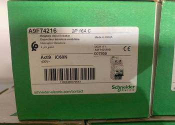 Wyłącznik nadprądowy 2P C 16A 6kA AC iC60N 2P 16A C INTERN A9F74216