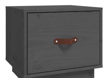 Szafka nocna szara 40x34x35 cm lite drewno sosnowe WM-818289