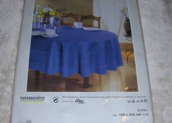 Kremowy owalny obrus 160x220 Bawełna Merceryzowany NOWY
