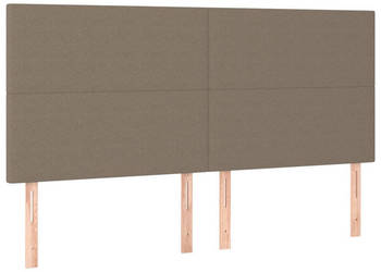 Zagłówek do łóżka z LED taupe 200x5x118/128 cm tkanina WM-3122170