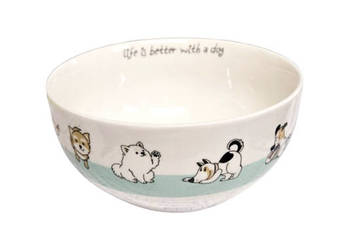 miętowa miseczka z psami, porcelanowa salaterka z psem, psy miseczka boho