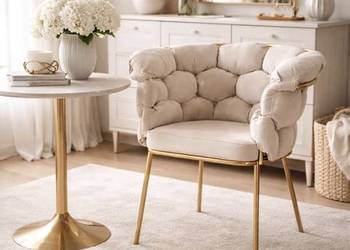 Beżowe Krzesło Tapicerowane Ballon, Wysyłka 24H Dostawa 0zł!