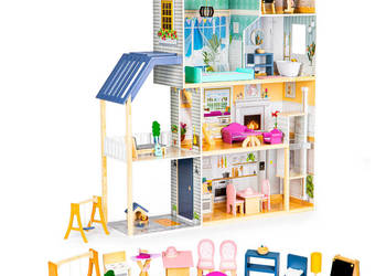 Domek dla lalek duży drewniany 138 cm Rezydencja Maya 28 elementow ECOTOYS