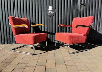 Unikatowy fotel chrom Mücke & Melder / Thonet, Czechosłowacja '30-'50