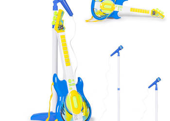 Zestaw gitara elektryczna mikrofon statyw dla dzieci MP3 - niebieska