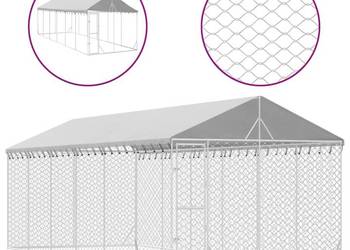 vidaXL Kojec dla psa, z dachem, srebrny, 3x9x2,5 m(SKU:3190490)
