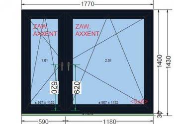 Okno Dwuskrzydłowe 1770 x 1400 Antracyt
