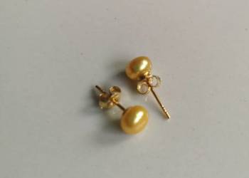 Kolczyki sztyfty z perłą złotą srebro pozłacane