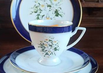 Przepiękna filiżanka z 2 talerzami. Sylwia. Royal Wedding. Weselny komplet