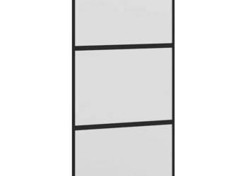Drzwi przesuwne, czarne, 102,5x205cm, szkło hartowane aluminium（SKU155200）
