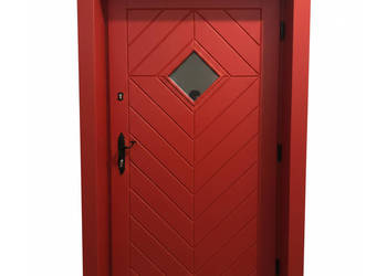 Drzwi Drewniane Wejściowe RETRO 1 RAL 3020 - WACŁAWIK