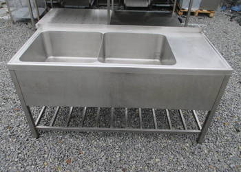 ZLEW BASEN GASTRONOMICZNY 2 KOMOROWY Z PÓŁKĄ 160/70/85 Komora 60/60/30 cm