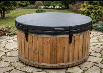 Pokrywa termiczna do bali 200cm czarna z paskami oslona termiczna