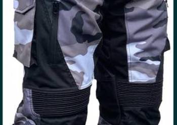 Bojówki motocyklowe ochraniacze Białe Moro M L XL 2XL 3XL 4X