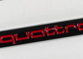 NOWY emblemat znaczek Quattro czarno czerwony klejany
