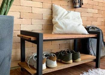 półka na buty z siedziskiem loft naturalne drewno