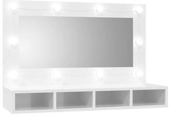 vidaXL Szafka z lustrem i LED, biała z połyskiem(SKU:808897)