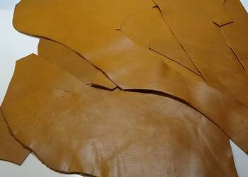 Skóra (450) Licowa Włoska duże, średnie i małe kawałki Cognac Koniakowa Brą