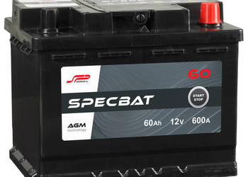 Akumulator  60Ah 600A Prawy Plus SPECBAT AGM START&STOP