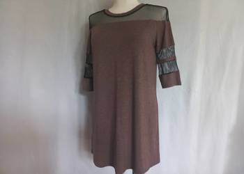 Bluzka brąz Tunika siatka r. M/L rękaw krótki NOWA