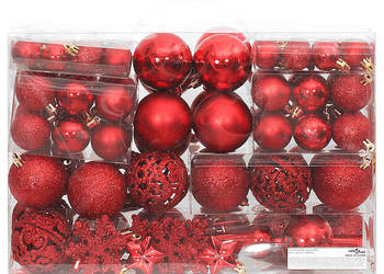 vidaXL 111-cz. zestaw ozdób świątecznych, czerwony, polistyren（SKU:356110）