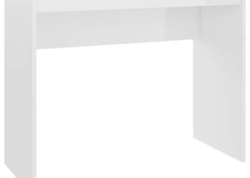 Biurko białe z połyskiem 90x40x72 cm materiał drewnopochodny WM-800384