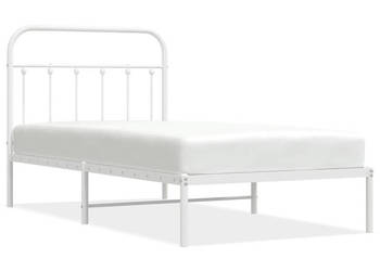 Łóżko Metalowe Białe Rama Łóżka Ze Stelażem Biała 100x190 cm WM-352621
