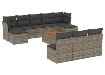 11-cz. zestaw mebli ogrodowych z poduszkami szary rattan PE WM-3223869