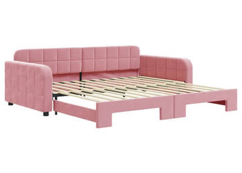 Sofa rozsuwana różowa aksamit 100x200 cm WM-3196939