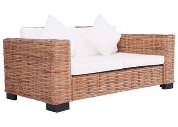 vidaXL Zestaw 2 sof ogrodowych z poduszkami, naturalny rattan(sku276283)