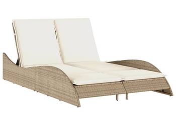 vidaXL Leżanka z poduszkami, beżowa, 114x205x73 cm, polirattan(SKU:368291)