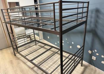 Łóżko piętrowe metalowe IKEA SVARTA szare