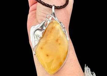 Wisior srebro 925 bursztyn bałtycki artystyczny unikat. rękodzieło