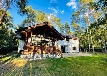 Podmiejska mała willa otoczona sosnami