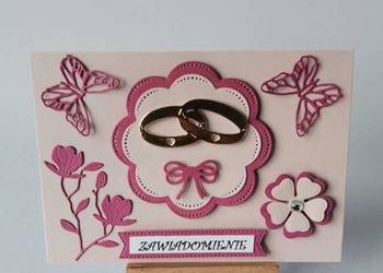 ZAWIADOMIENIA ŚLUB OBRĄCZKI W SERWETCE C6 BEŻ - WRZOS