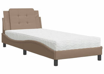 Łóżko z materacem cappuccino sztuczna skóra 90x200 cm WM-3208842