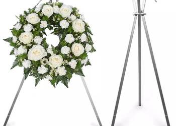 Stojak na wieniec pogrzebowy srebrny 120cm