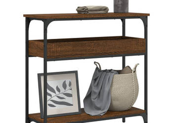 Stolik konsolowy z półką brązowy dąb 75x29x75 cm WM-837716
