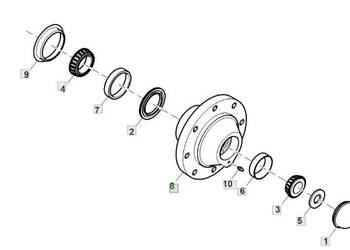 John Deere 6110 - oś przednia - piasta koła P58400