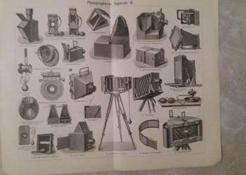 Stara niemiecka rycina  Photographische Apparate I i II