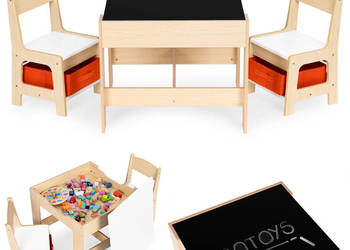 Zestaw mebli dla dzieci stolik + 2 krzesła tablica kredowa ECOTOYS