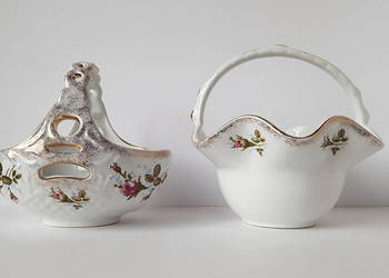 Zestaw: porcelanowy koszyczek x2, róża, Chodzież, porcelana