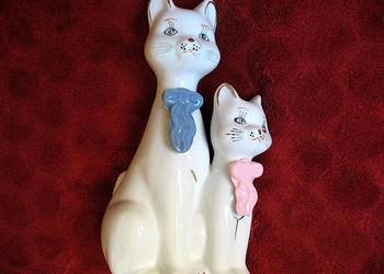 Kot - para białych kotków - Figurka - porcelana - 19 x 10 x 7 cm