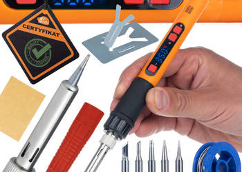 Lutownica 80W Orange Mastiff | Zestaw 12w1, LCD, 6 Grotów