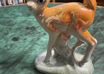 Figurka z porcelany z czasów PRL lata 60te sarenka pomarańczowa antyk