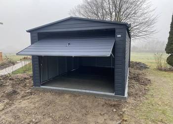 Garaż blaszany dwuspadowy 3.5x5.5 Antracyt 7016