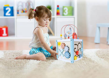 Drewniana kostka edukacyjna sorter +klocki ECOTOYS