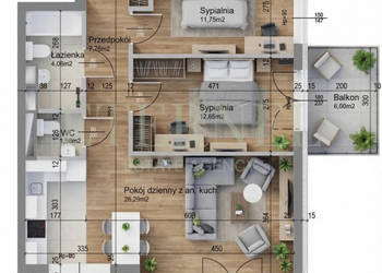 Przestronne mieszkanie 3-pokojowe 64,07m2