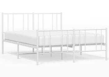 Łóżko Metalowe Białe Rama Łóżka Ze Stelażem Biała 135x190 cm WM-352546