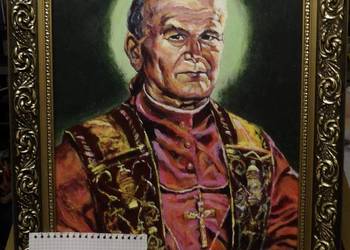 św. Jan Paweł II olej na płótnie 35x45 w ramie